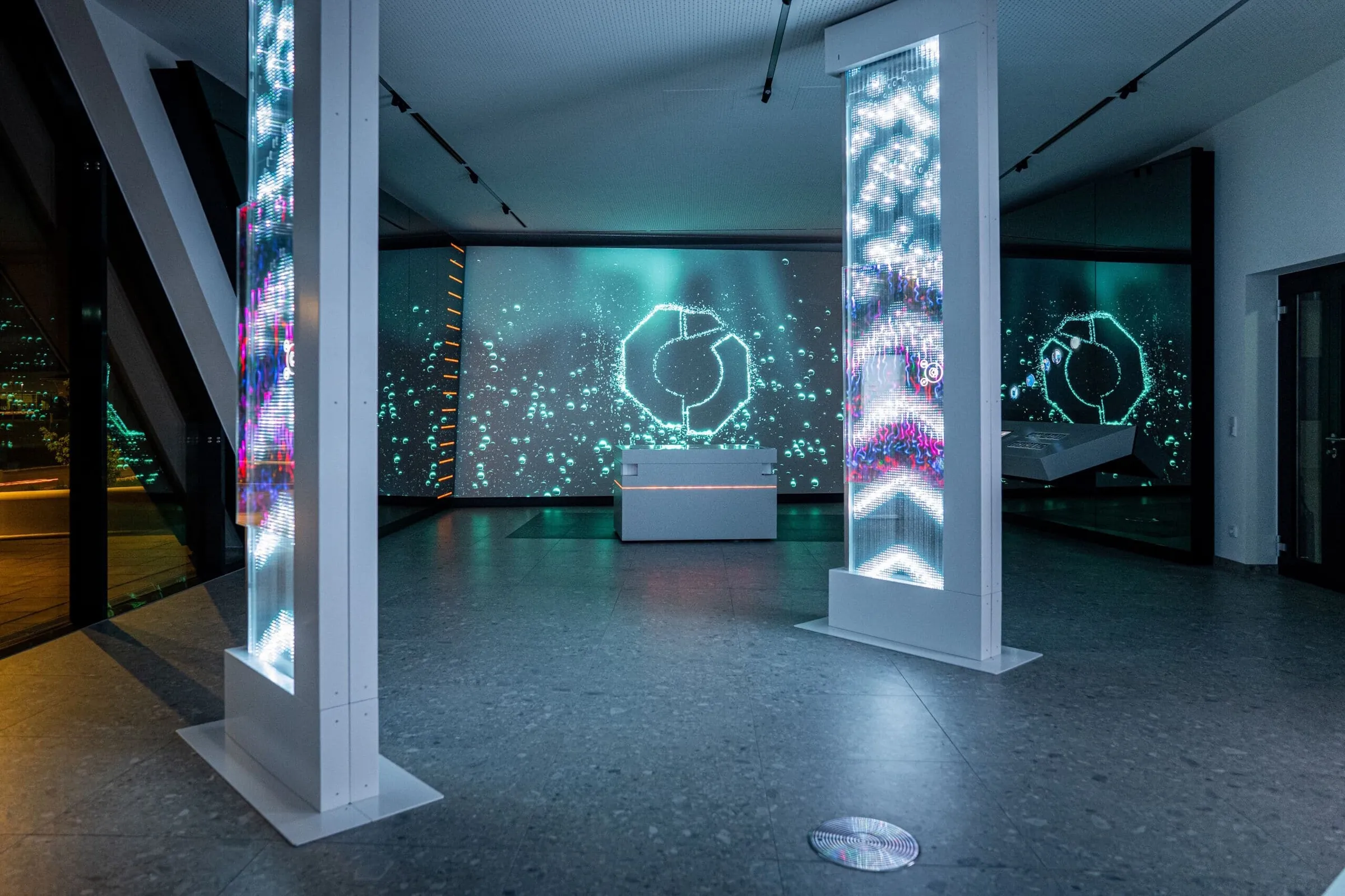 Futuristic showroom concept with transparent hologram displays