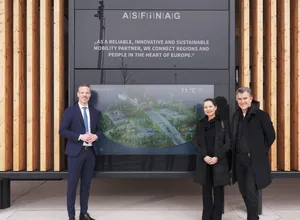 Rest area of the future with large outdoor multi-touch installation