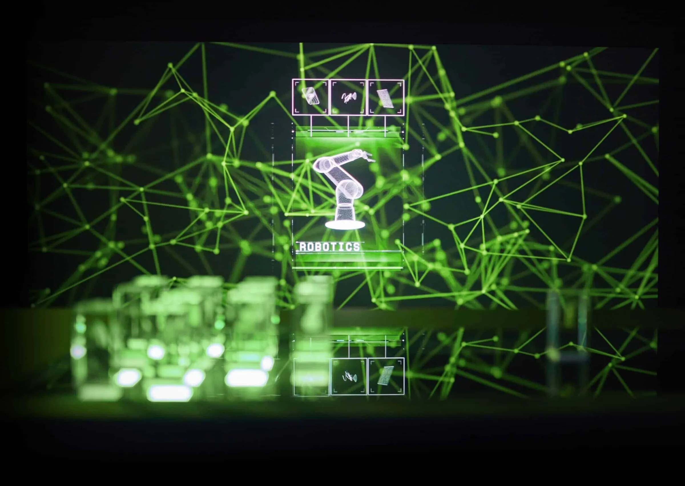 Futuristischer Netzwerkeffekt im digitalen Showroom