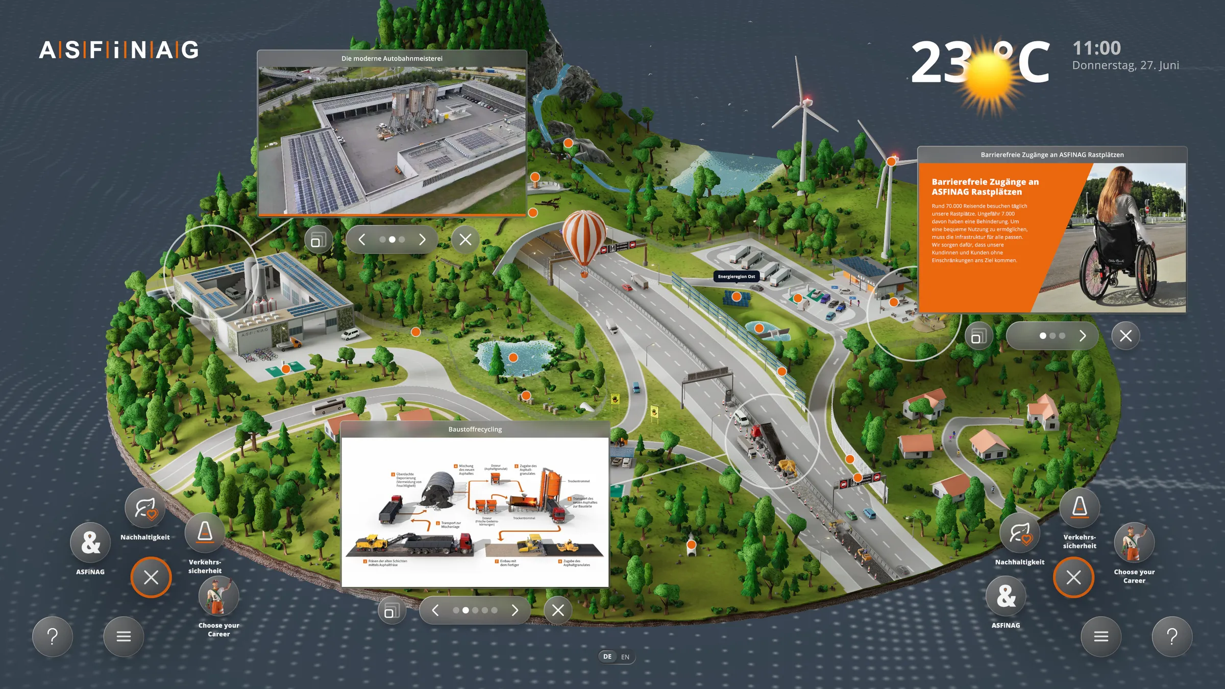 Individuelle Multitouch Software Entwicklung von Garamantis für ASFINAG