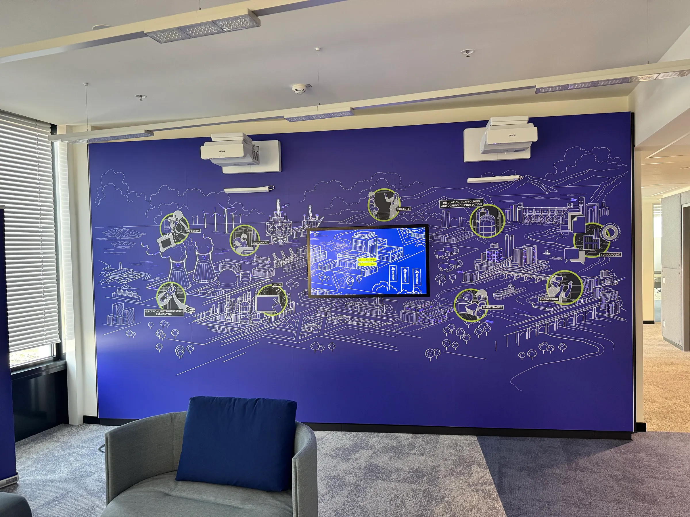 Interactive Projection-Mapping Wall for Bilfinger