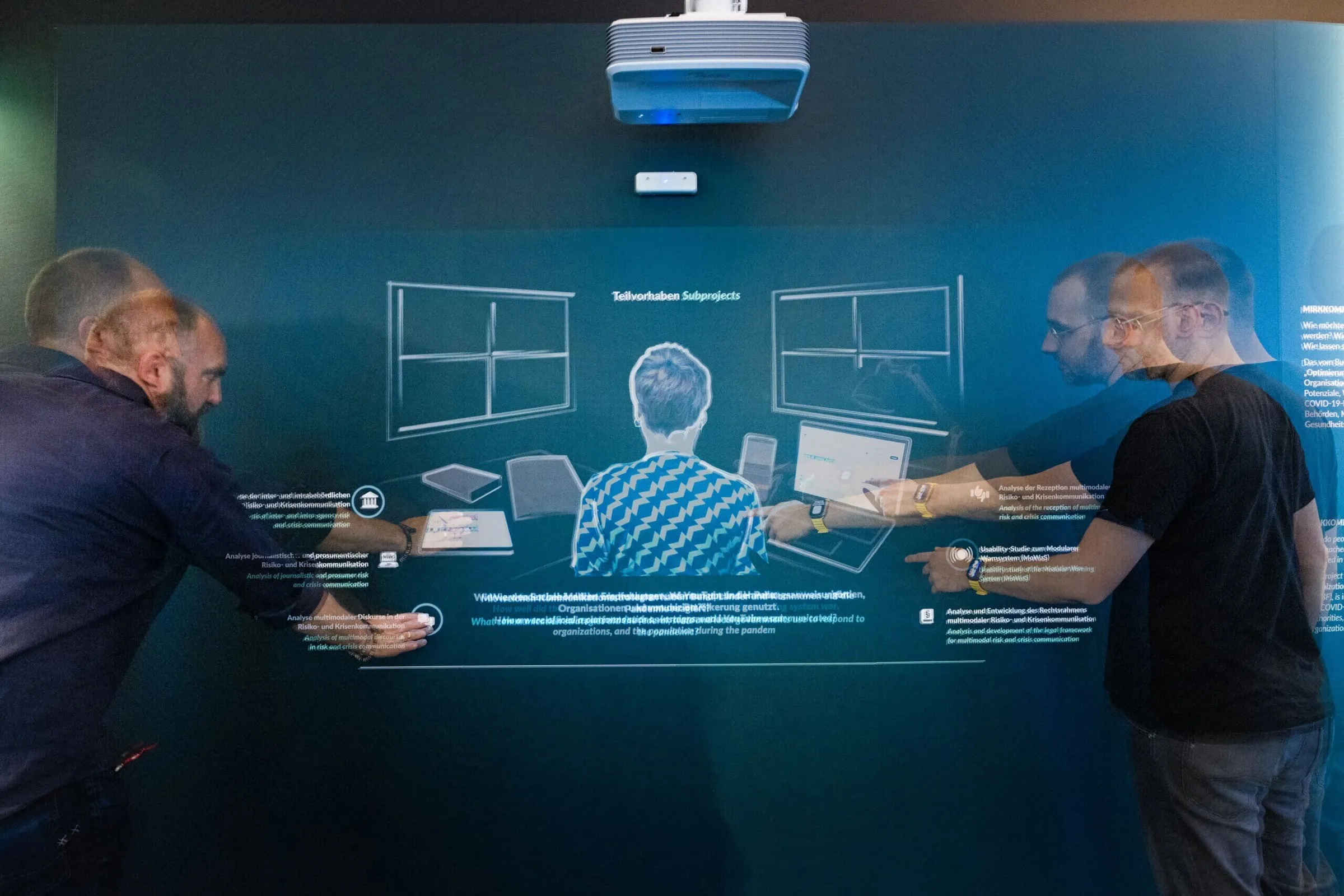 Interactive wall projection at the Museum for Communication Berlin