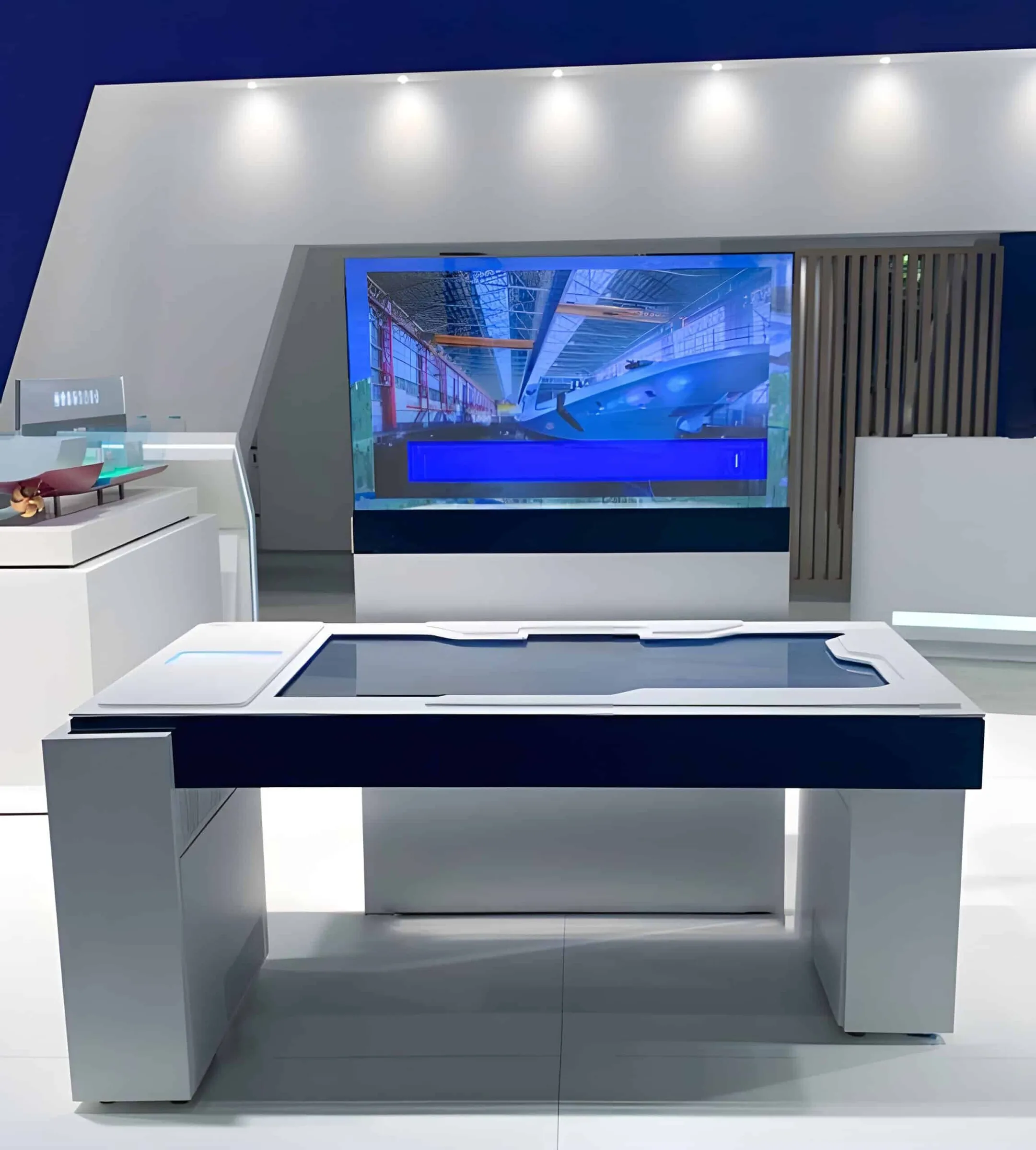 Multi-touch table with transparent screen at Rolls-Royce Power Systems' interactive exhibition stand