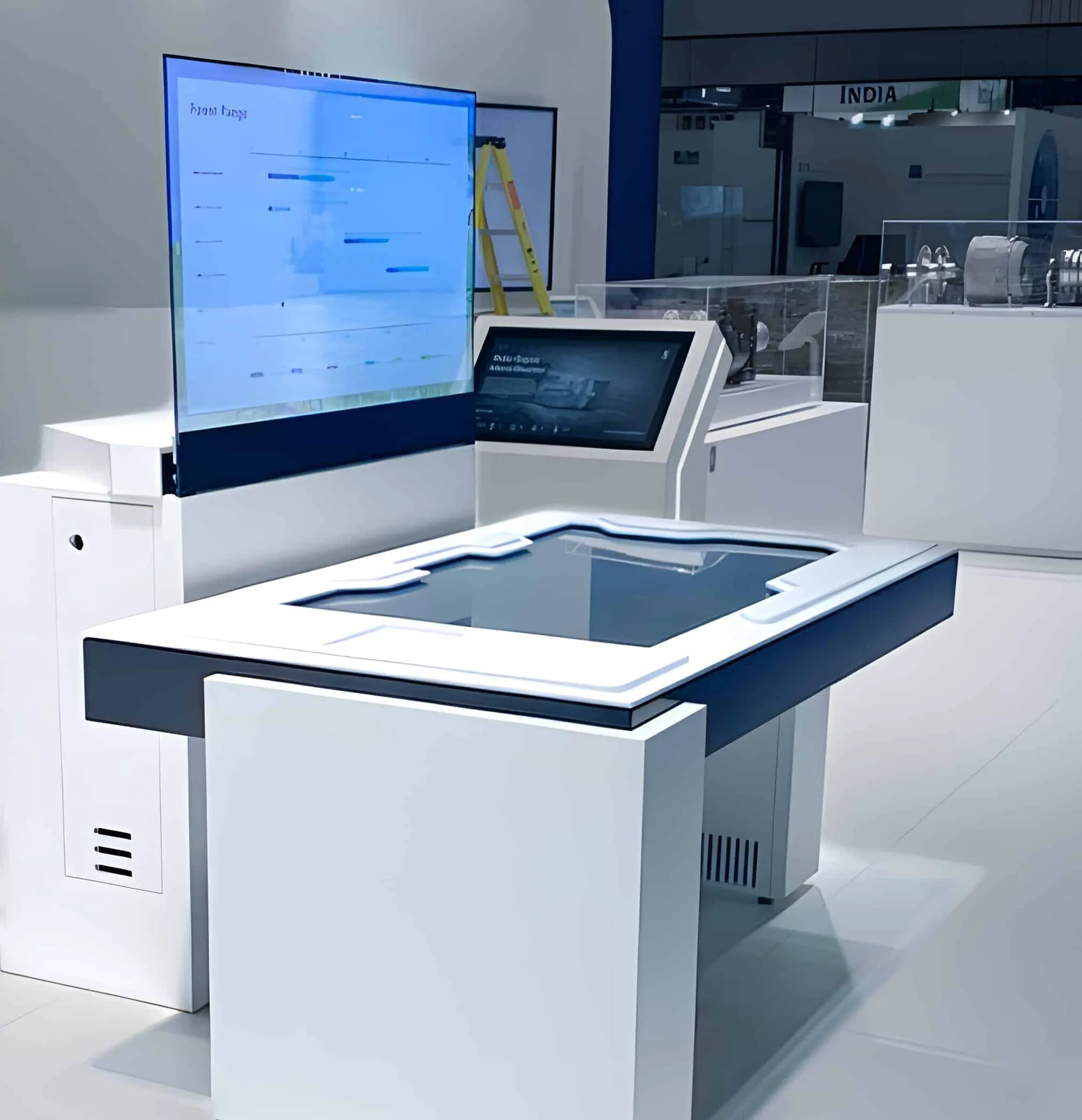 Interactive trade fair exhibits - 65-inch multi-touch table at the Rolls-Royce stand