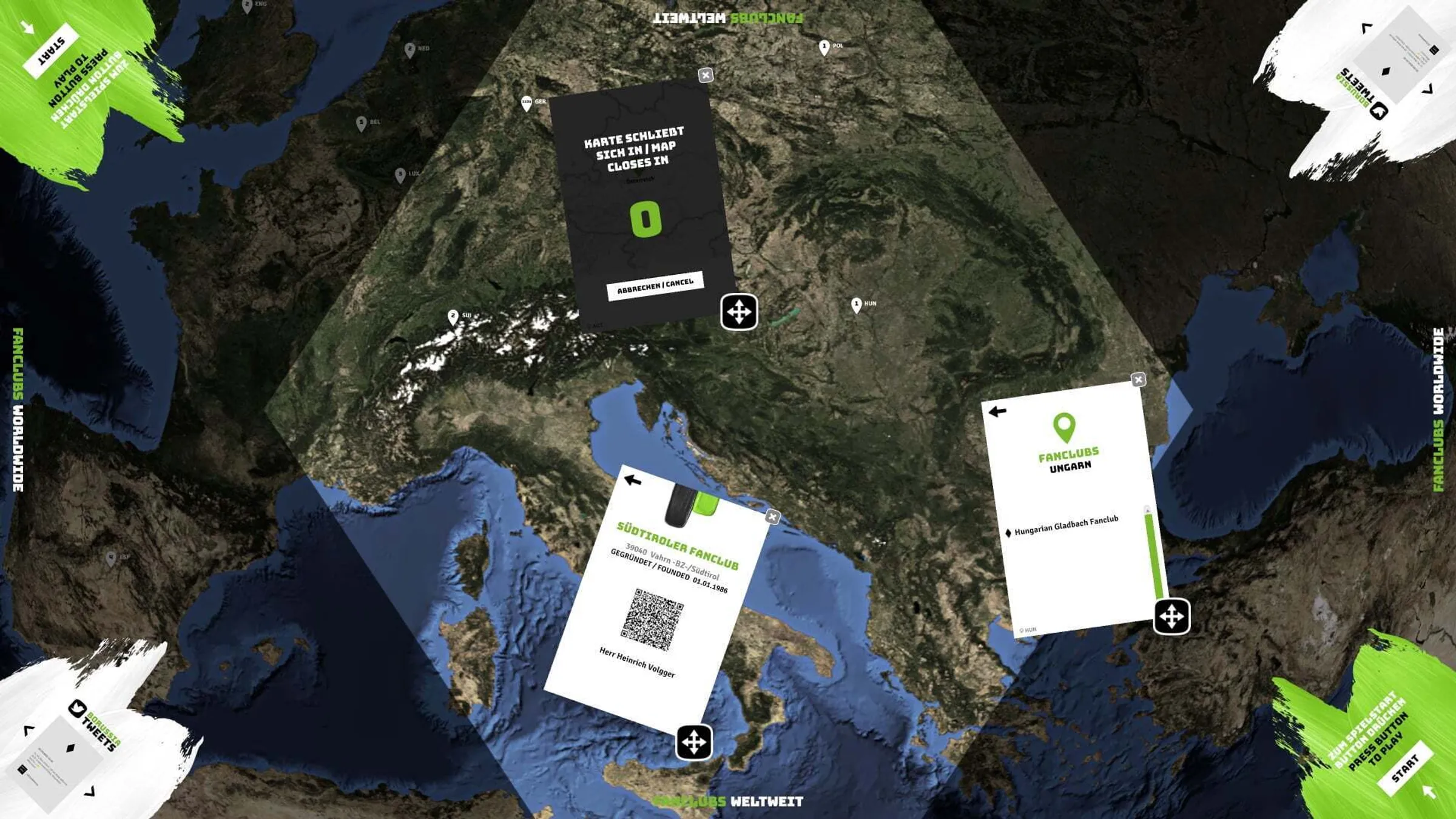 Globe zoom with fan clubs on multi-touch table
