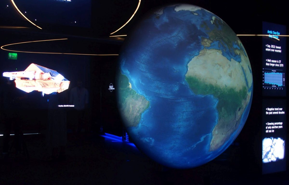 interaktive Globus Projektion in 4K - Unternehmens-Showroom ESA