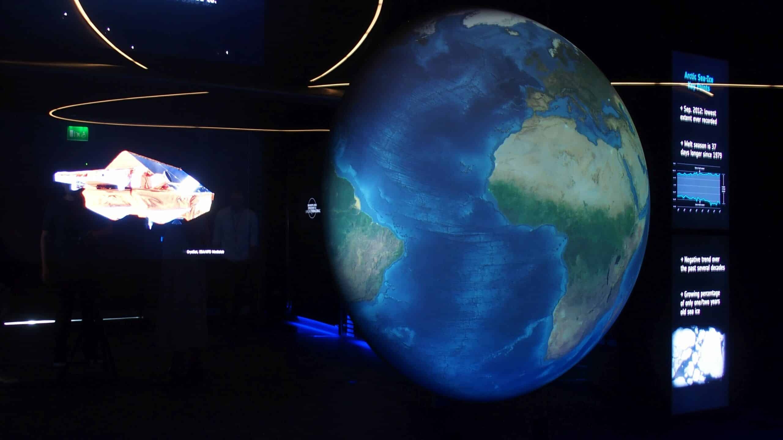interactive globe projection in 4K – corporate showroom ESA interactive globe projection in 4K - corporate showroom ESA