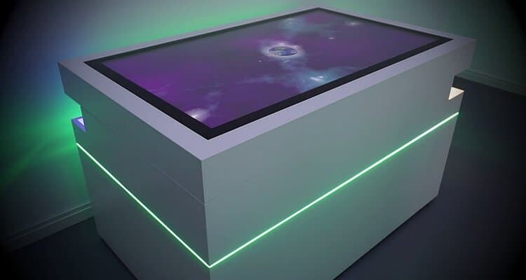 Multitouch table interactively illuminated with 660 LEDs