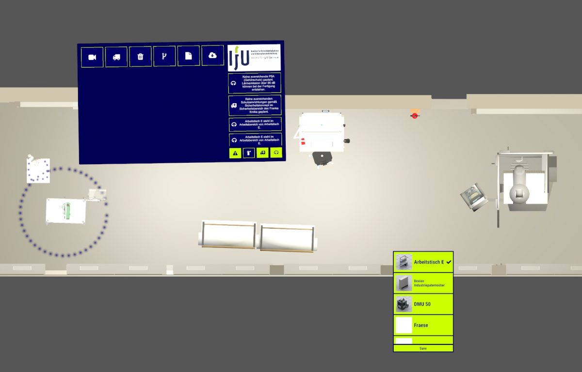 Interactive collaborative factory planning with multitouch software and interface to virtual reality