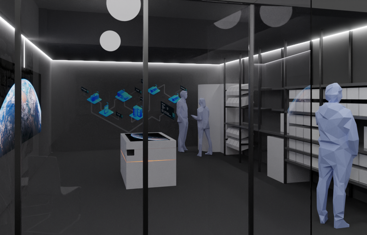 Showroom mit offenem Raumdesign und Glasfront