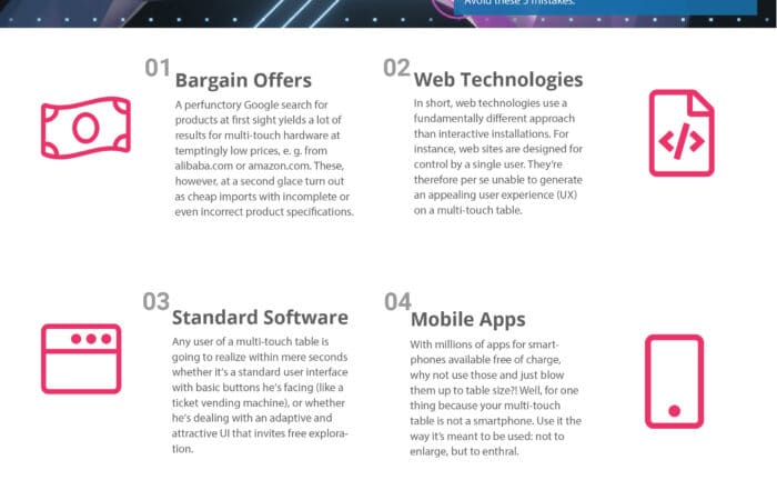 5 mistakes when buying a multitouch table - infographic