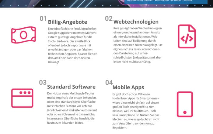 5 Fehler beim Kauf eines Multitouch Tisches - Infografik