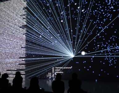 Visualisierung sämtlicher Covid-Papers im Deep Space auf Ars Electronica Festival
