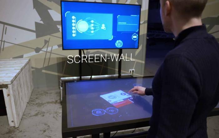 mobile multitouch showroom with multitouch table and wall