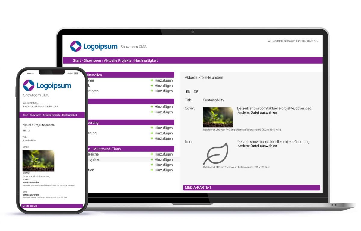 Easy content changes with the web-based CMS from Garamantis
