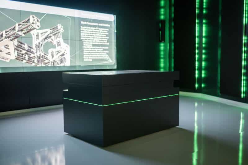 Garamantis multitouch table with LED lighting in FFT interactive showroom
